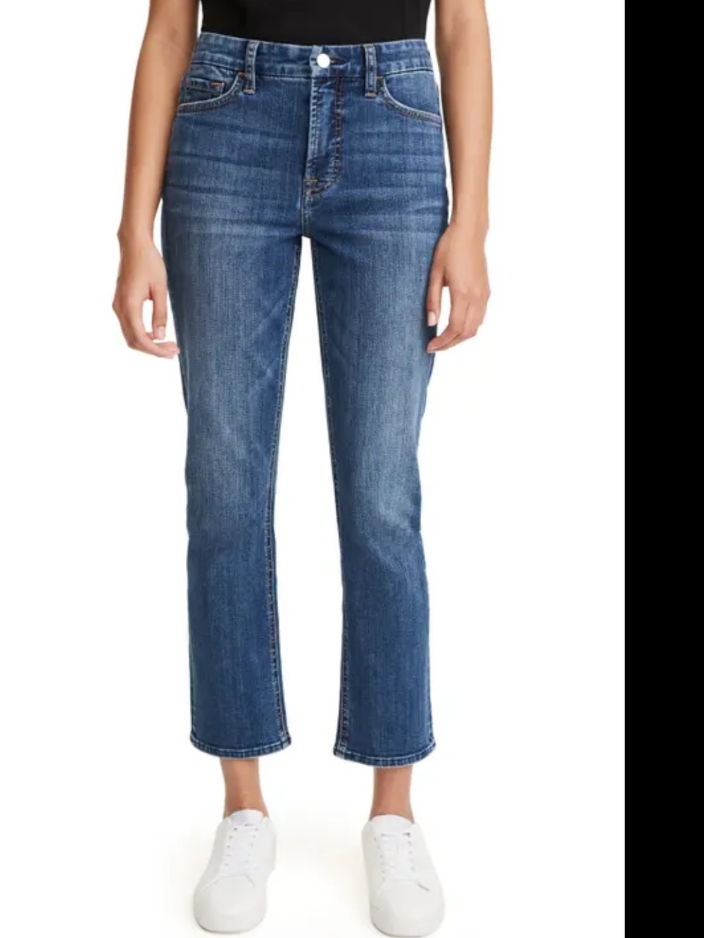Jen7 by 7 For All Mankind Classic Mid-Blue Straight-Leg Jeans